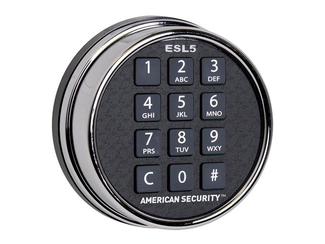 AMSEC ESL5 round electronic keypad, chrome