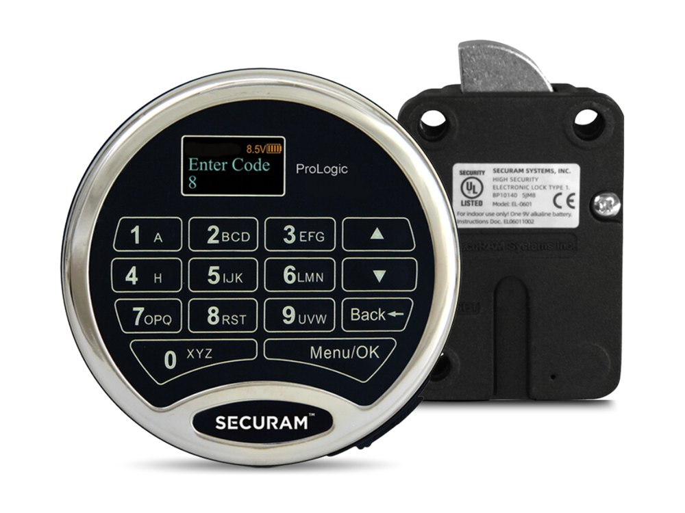 Securam ProLogic keypad with a screen and lock body