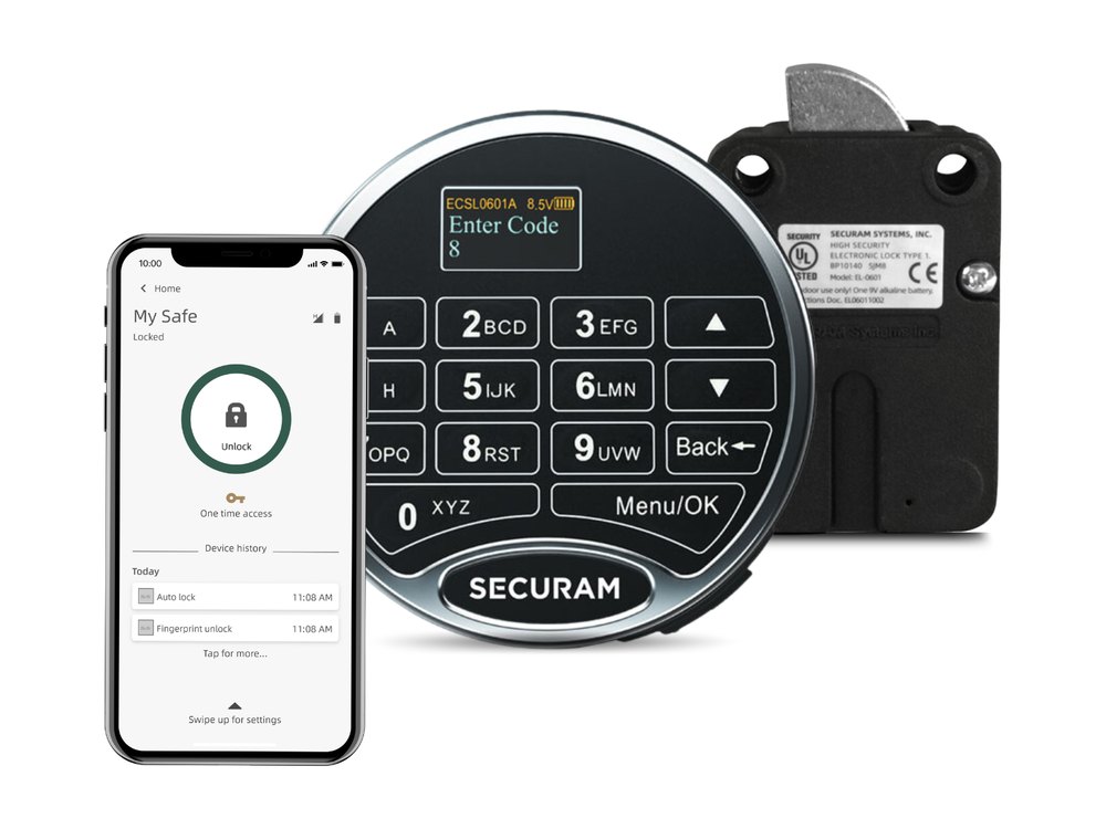 Securam ProLogic Smart B22 keypad with a phone app