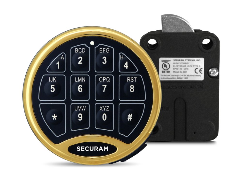 Securam SafeLogic Basic keypad and lock body, gold ring